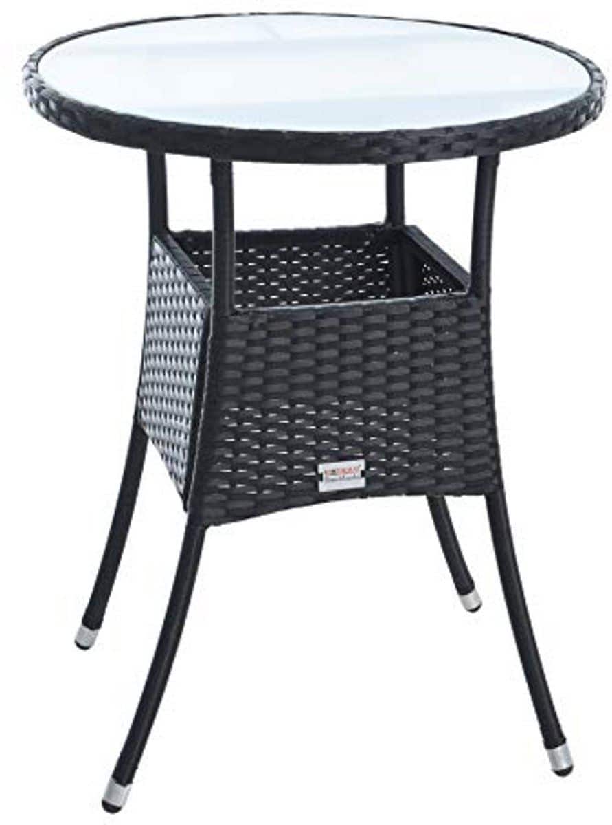polyrotan bijzettafel rond voor tuin en balkon stijlvolle koffietafel