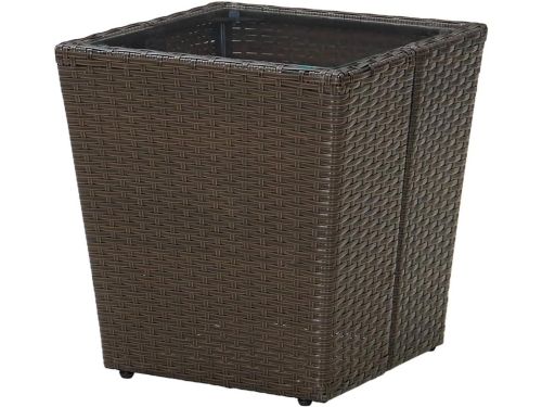 Polyrotan bijzettafel - Tuin tafeltje - Buitenmeubilair - Gehard glas