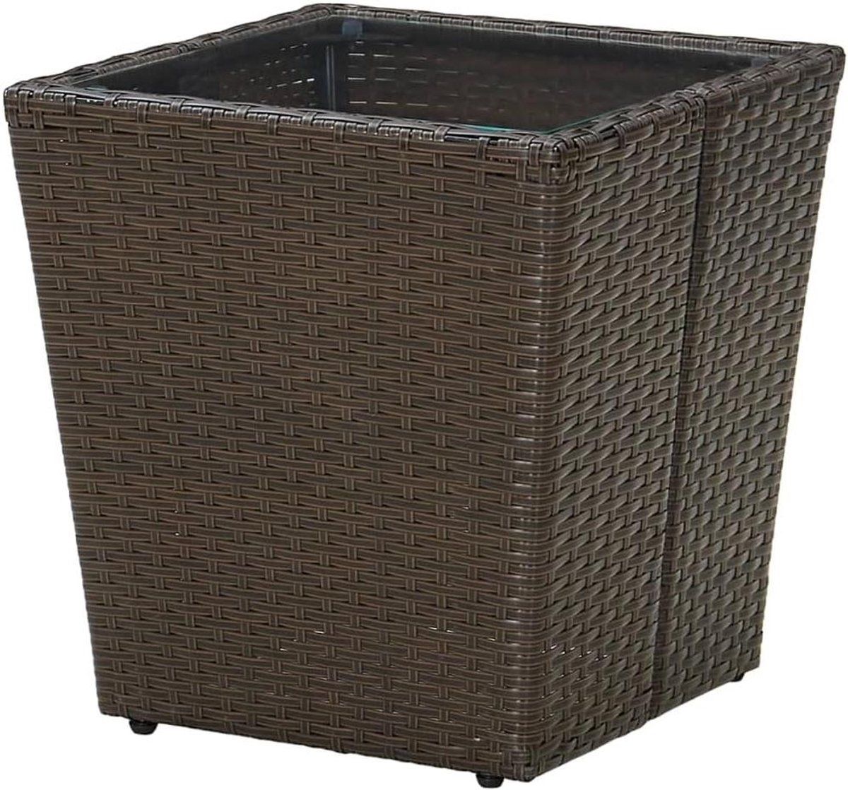 polyrotan bijzettafel tuin tafeltje buitenmeubilair gehard glas