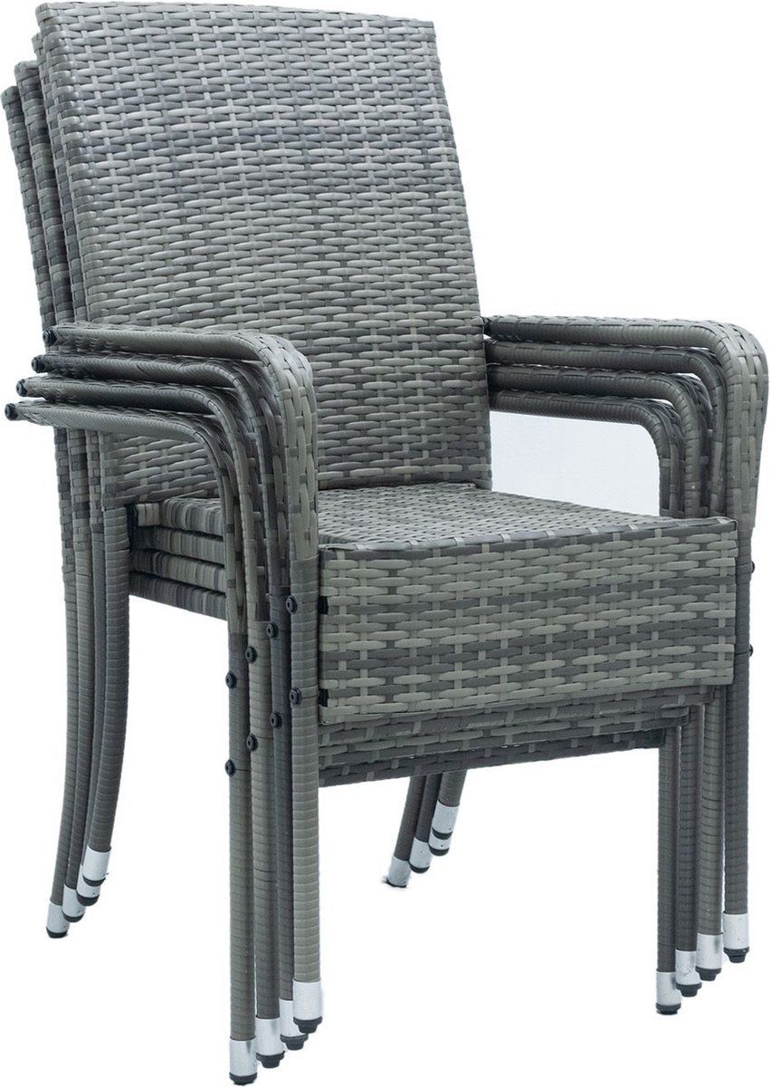 polyrotan tuinstoelen yoro 4 delig grijs stapelbaar