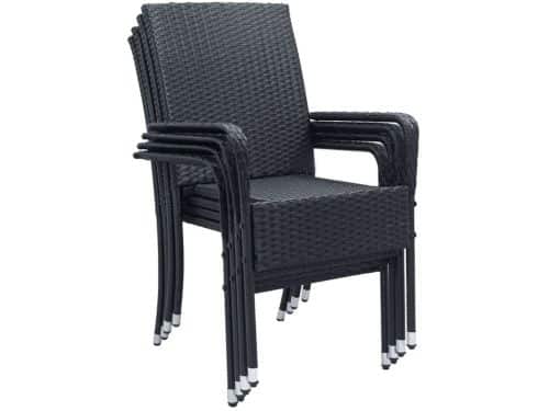 Polyrotan Tuinstoelen Yoro - 4-delig - Zwart - Stapelbaar