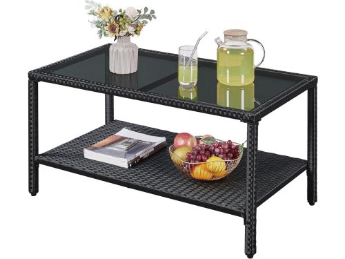 Polyrotan tuintafel - Bijzettafel buiten - Terras Ontspannen - Gehard