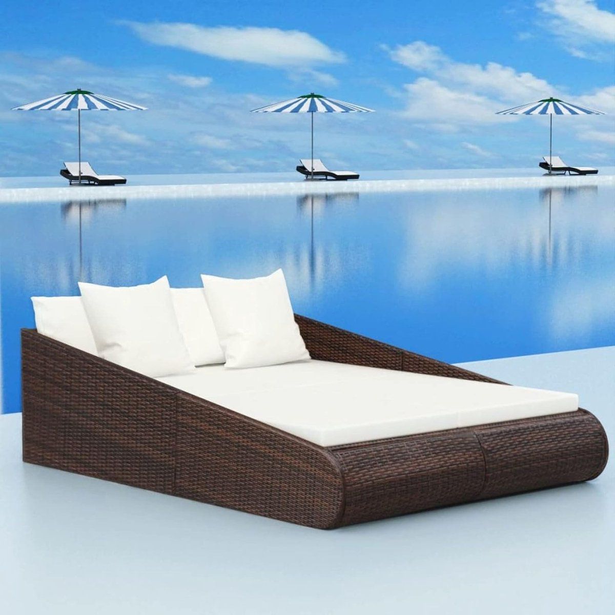 polyrotan zonnebed xxl 2 persoons 201 x 139 x 58