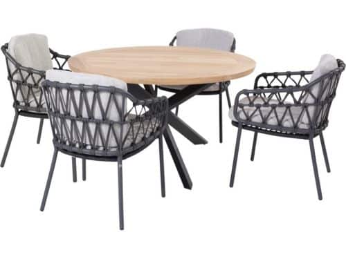 Prado Calpi dining tuinset 130 cm rond 5 delig rope