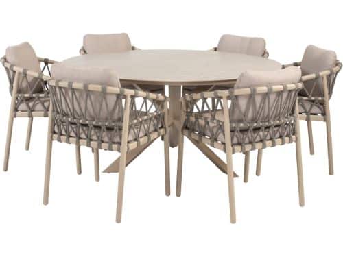 Prado Cannes dining tuinset 130xH75 cm rond 5 delig keramiek