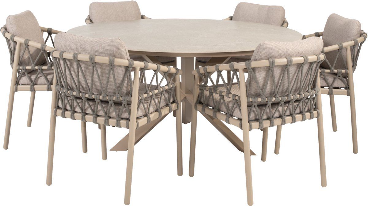 prado cannes dining tuinset 130xh75 cm rond 5 delig keramiek