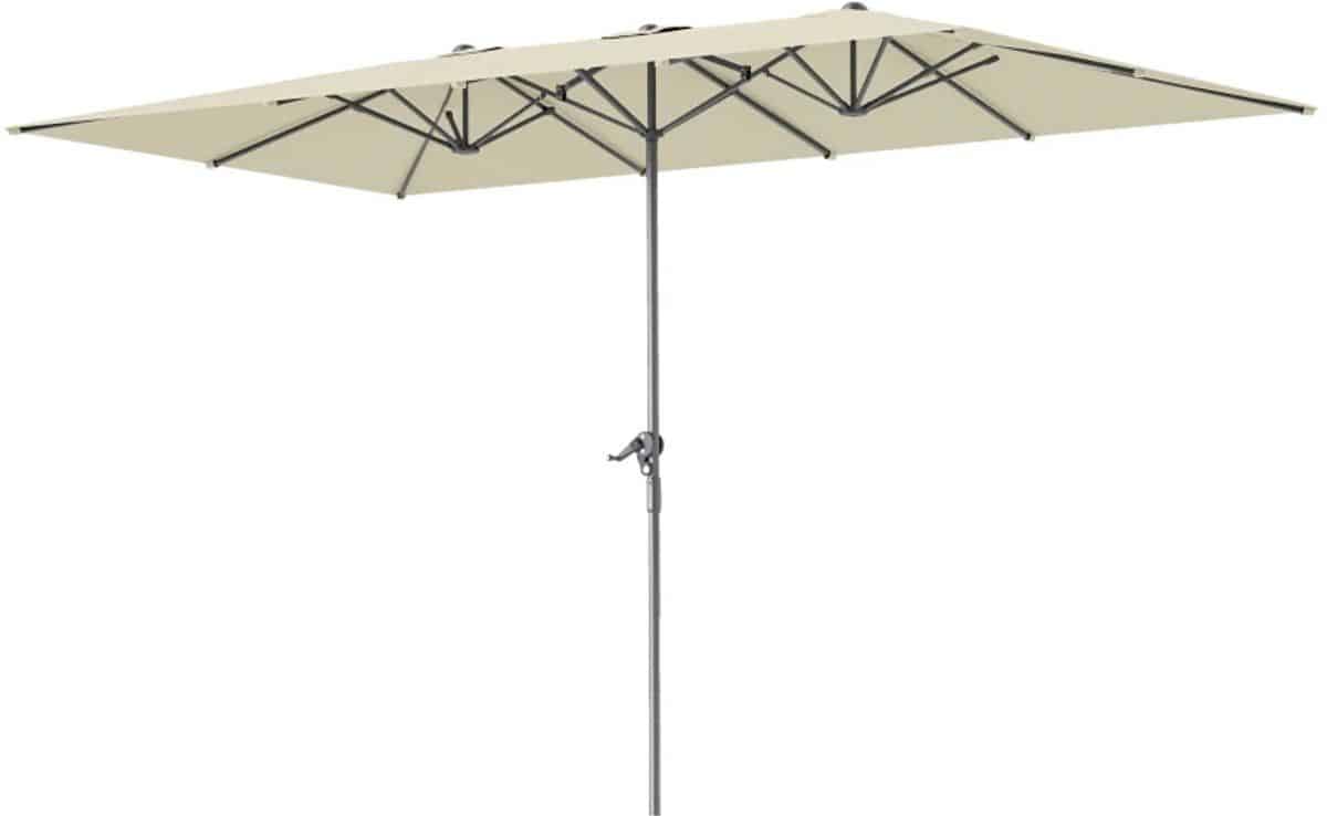 premium dubbele parasol tuinparasol met draaisysteem & 12 metalen