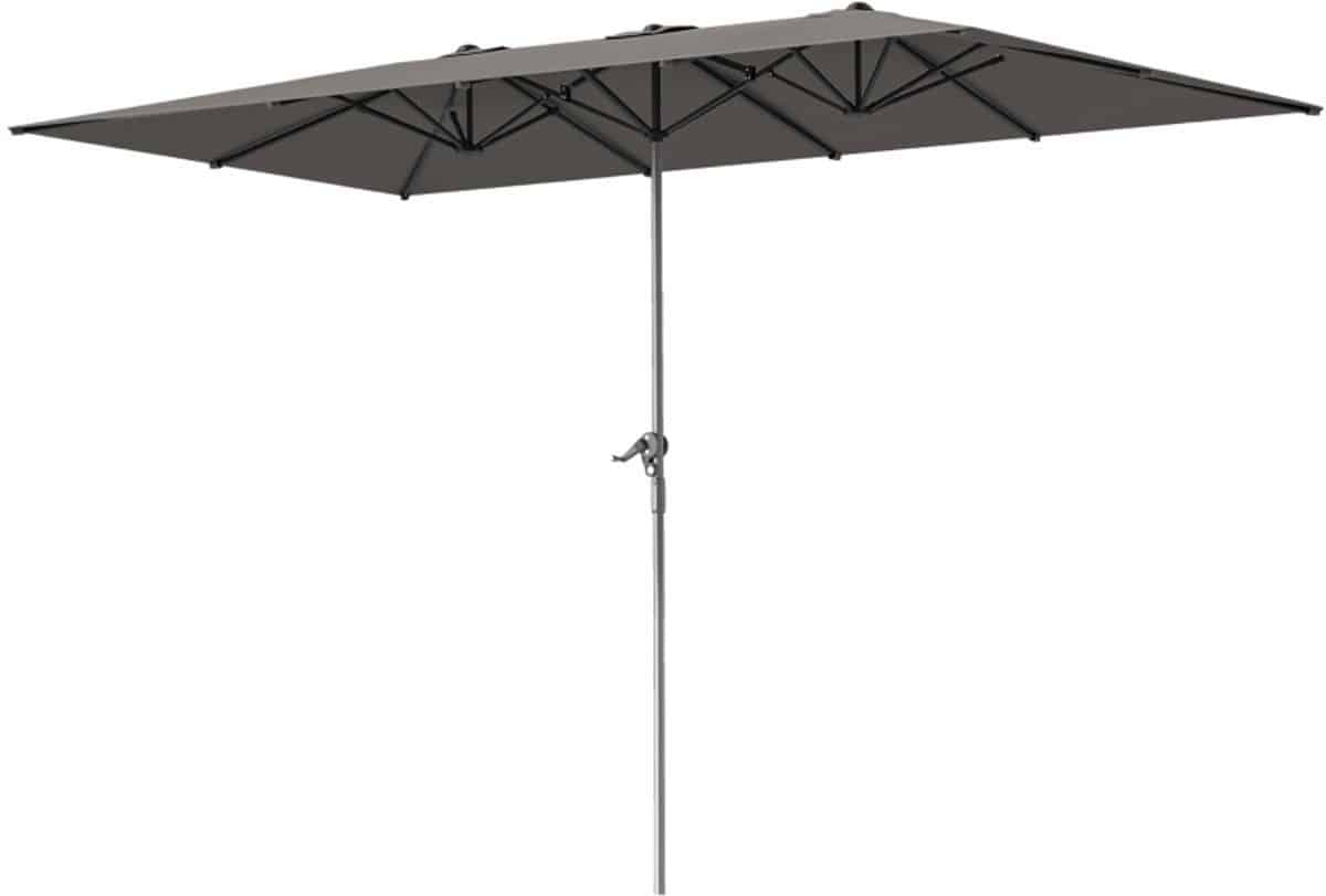 premium dubbele parasol tuinparasol met draaisysteem & 12 metalen