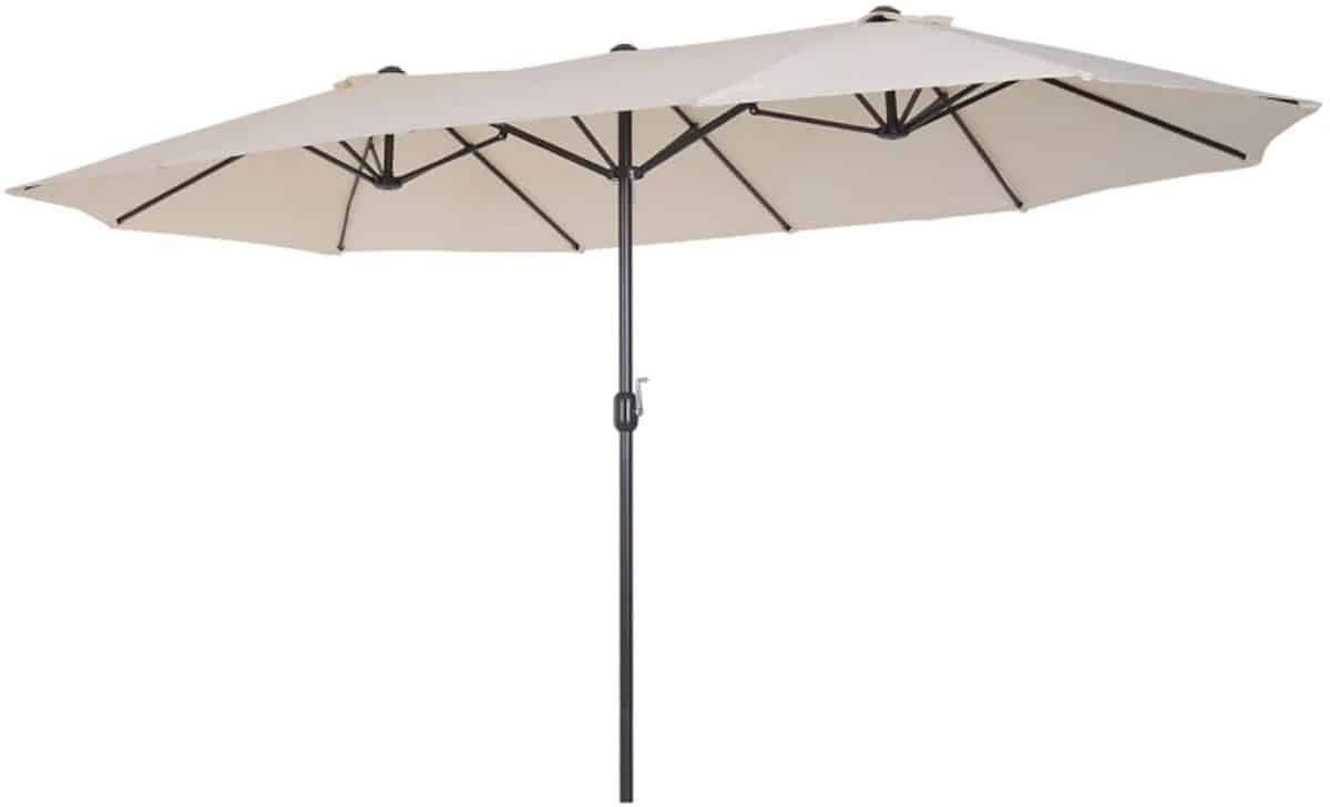 premium dubbele parasol tuinparasol met handslinger stokparasol