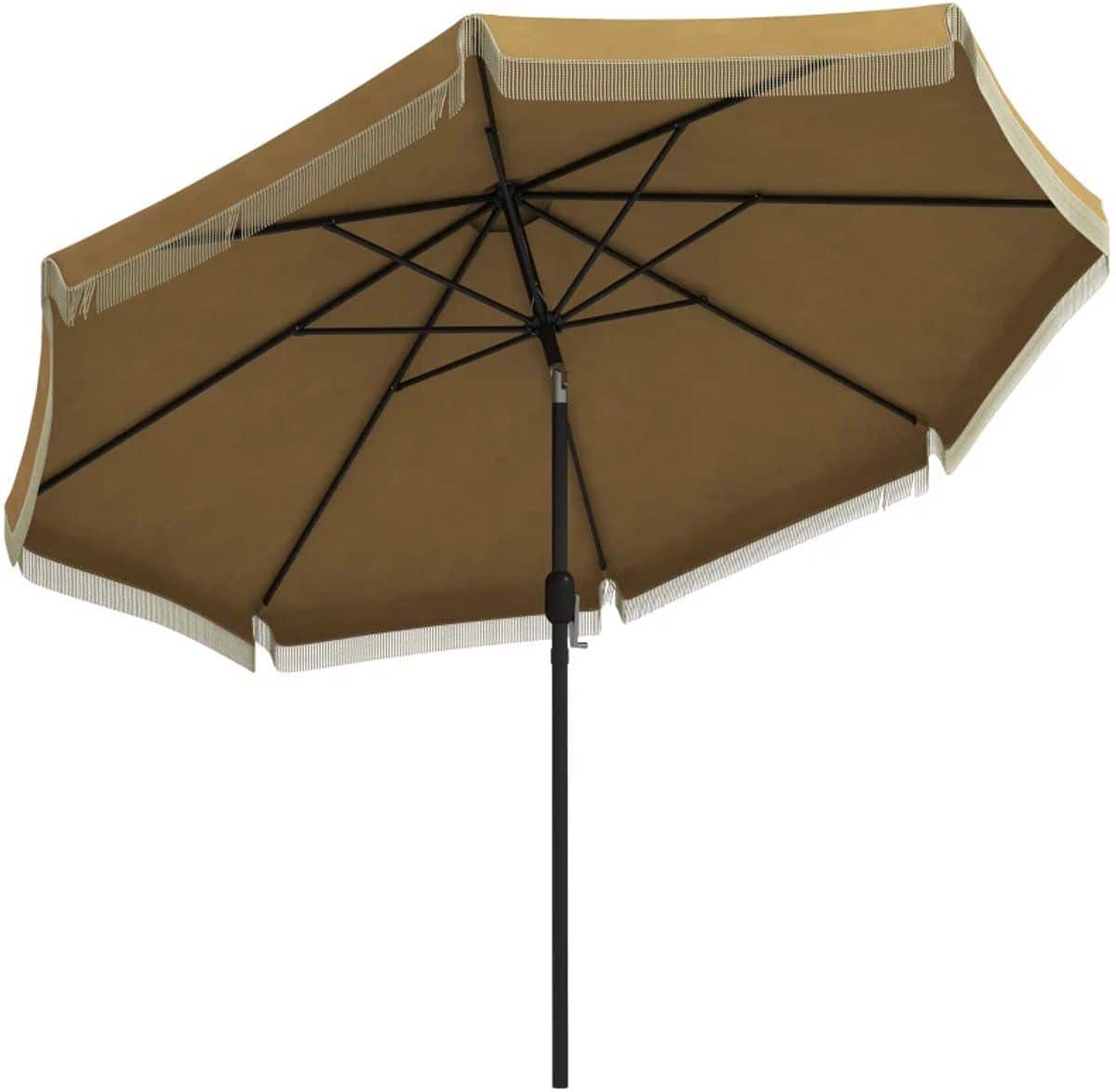 premium parasol tuinparasol met franjes & ventilatieopening stokparasol