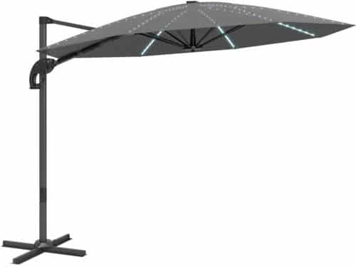 Premium Zweefparasol - Parasol met LED-zonneverlichting & Draaibare Standaard