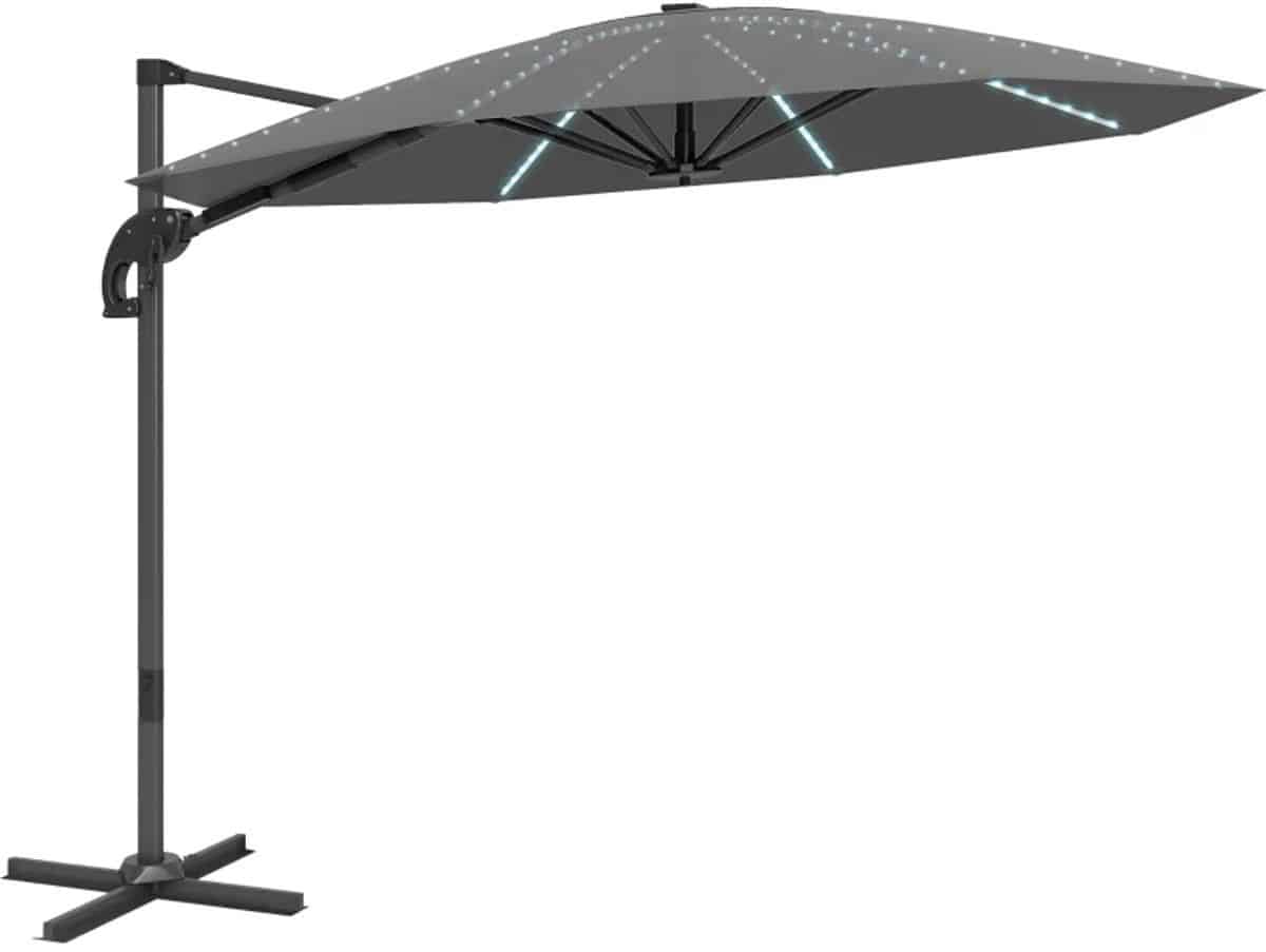 premium zweefparasol parasol met led zonneverlichting & draaibare standaard