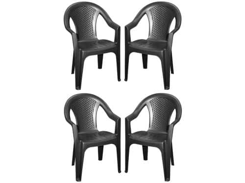 Pro Garden tuinstoel Como - 4x - zwart - kunststof