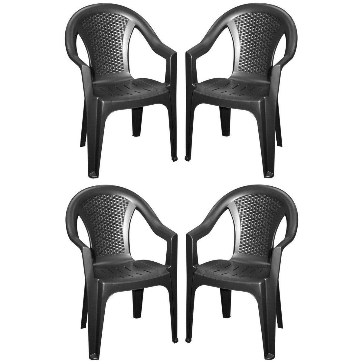 pro garden tuinstoel como 4x zwart kunststof