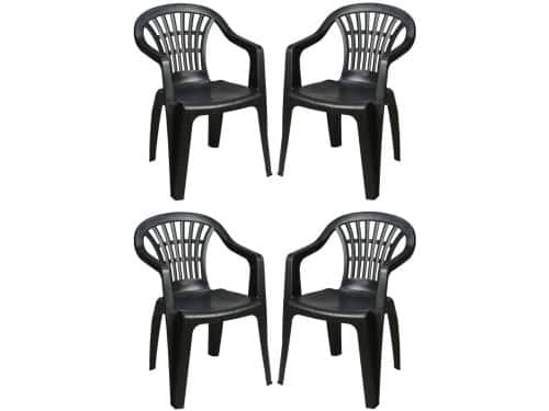 Pro Garden tuinstoel Maggiore - 4x - antraciet - kunststof