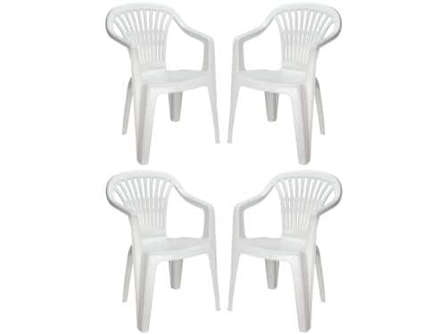 Pro Garden tuinstoel Maggiore - 4x - wit - kunststof