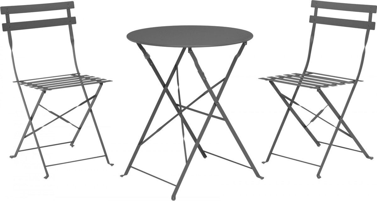 progarden 3 delige bistroset mat donkerantracietkleurig