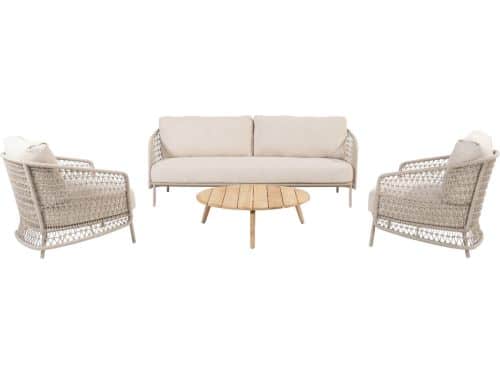 Puccini stoel bank loungeset 4 delig rope latte 4 Seasons