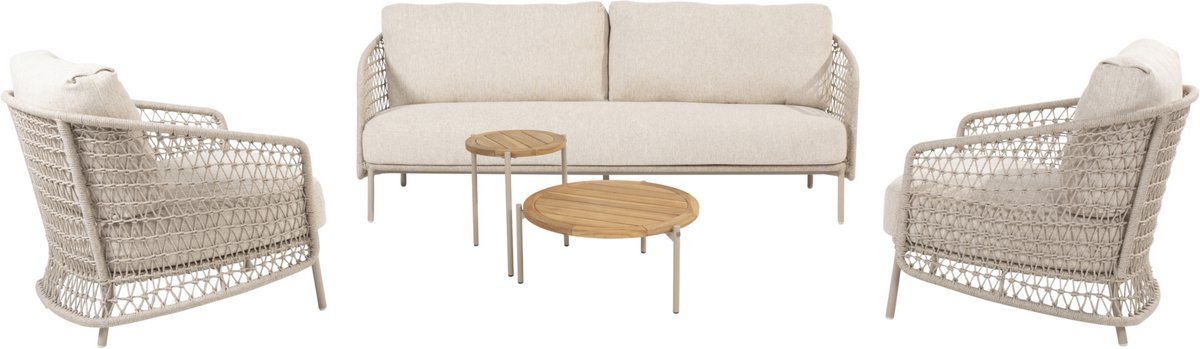 puccini stoel bank loungeset 5 delig teak latte 4 seasons