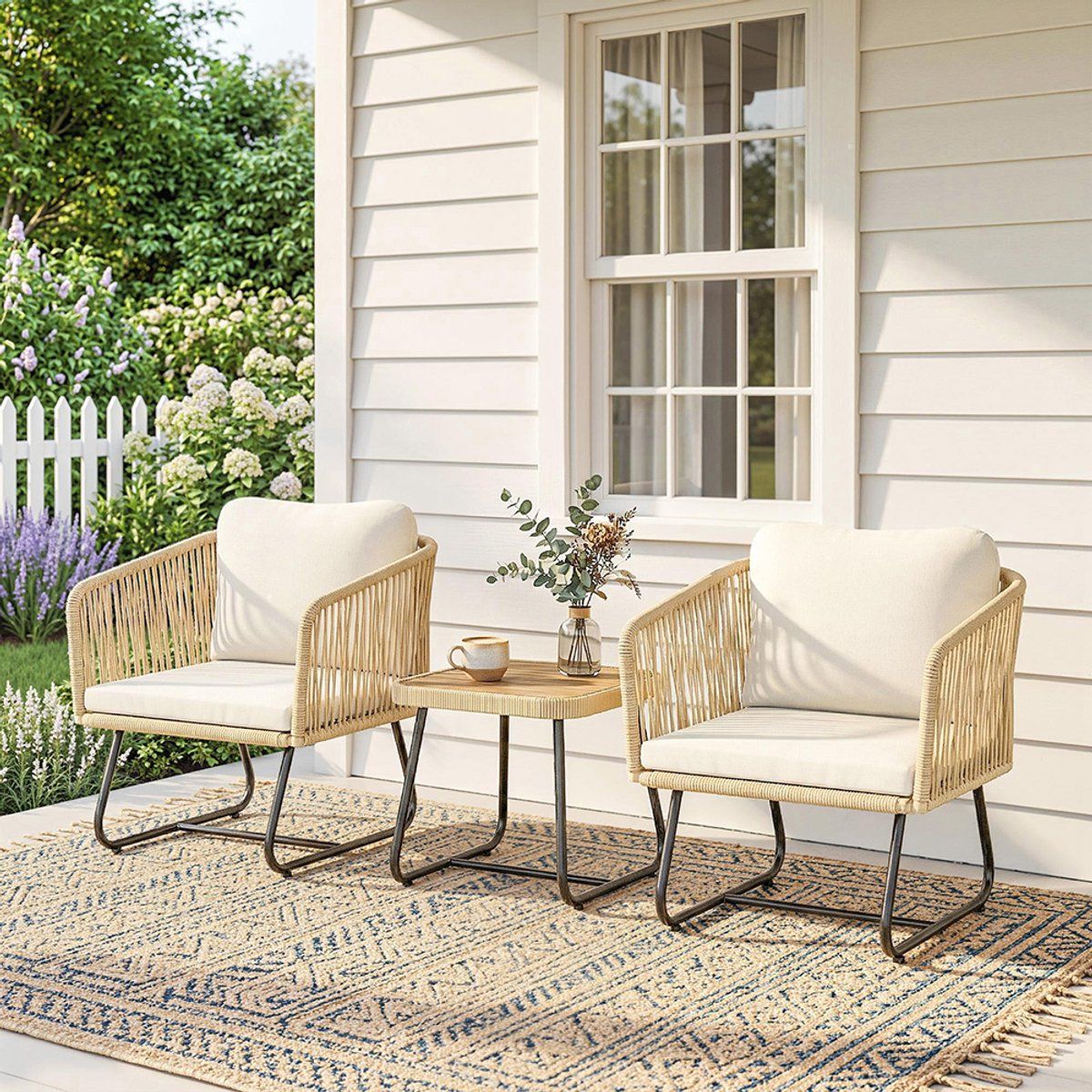 pugsdrly rotan bistroset 3 delige fsc tuinsetset met 2 fauteuils