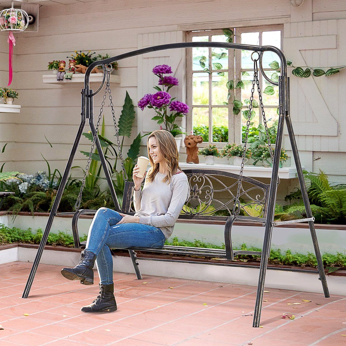 pugsdrly tuinschommel schommelbank voor in de tuin buitenschommel