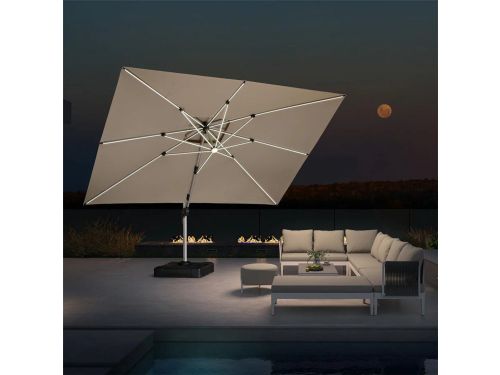 PURPLE LEAF Rechthoek Parasol - 360° Draaibaar - Ingebouwde LED