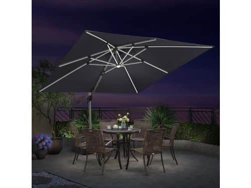 PURPLE LEAF Rechthoek Parasol - 360° Draaibaar - Ingebouwde LED