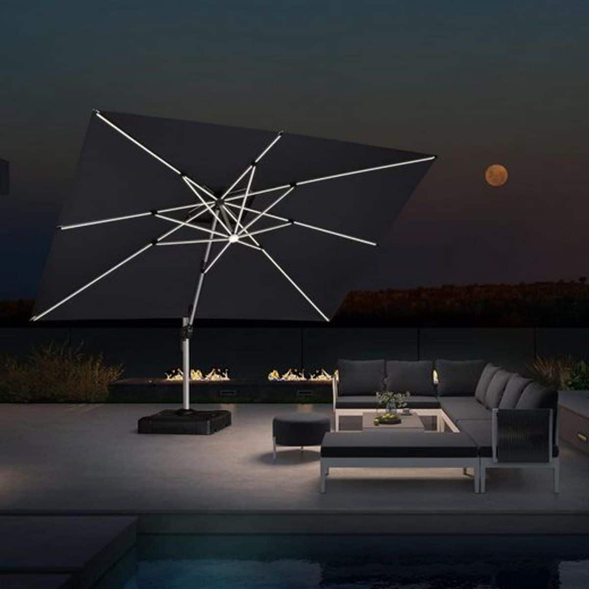 purple leaf rechthoek parasol 360° draaibaar ingebouwde led