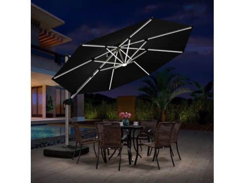 PURPLE LEAF Ronde Parasol - 360° Draaibaar - Ingebouwde LED
