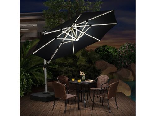 PURPLE LEAF Ronde Parasol - 360° Draaibaar - Ingebouwde LED