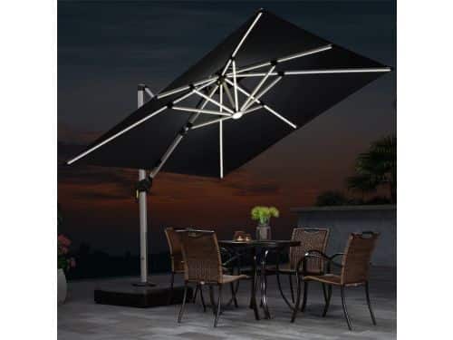 PURPLE LEAF Vierkant Parasol - 360° Draaibaar - Ingebouwde LED