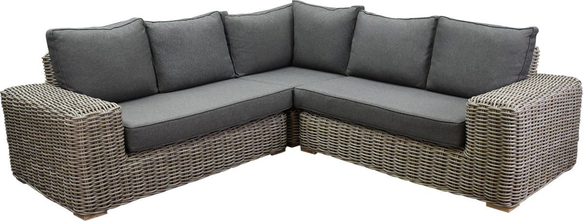 queen hoek loungeset 3 delig grijs wicker