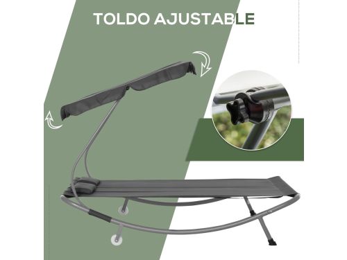 QUESTYR Dubbele Tuinligstoel met Luifel - 200×175×134 cm - Inclusief