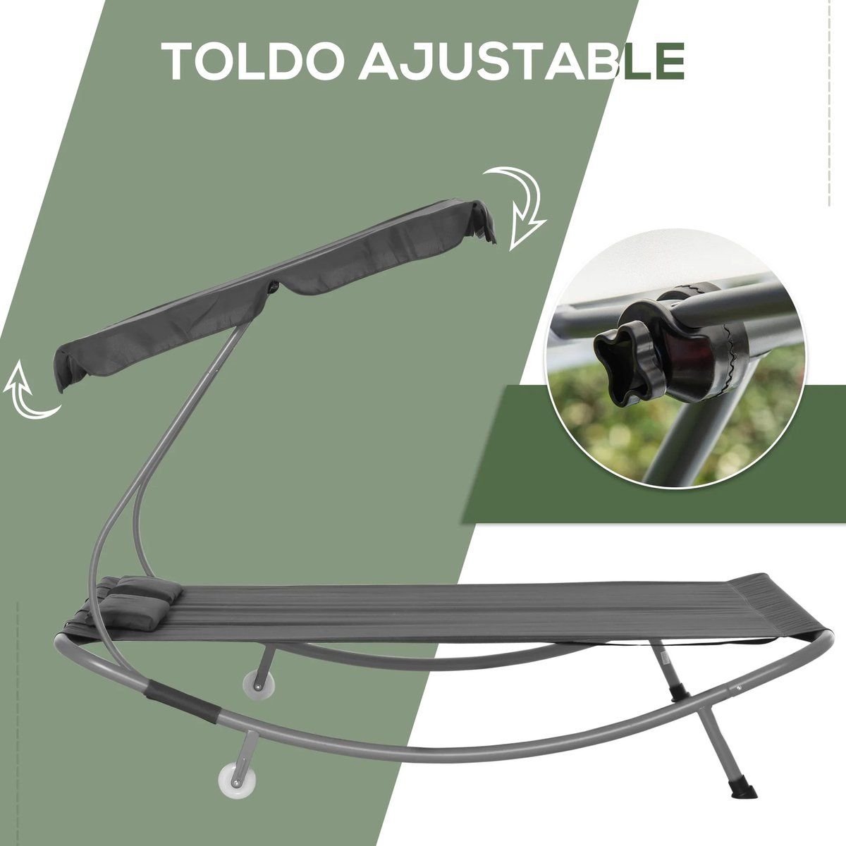 questyr dubbele tuinligstoel met luifel 200×175×134 cm inclusief