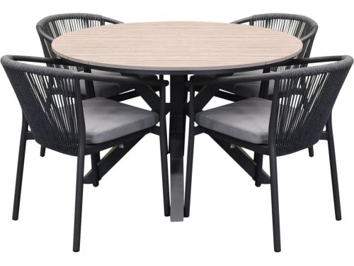 Quincy Apollo dining tuinset 120xH75 cm rond 5 delig polywood