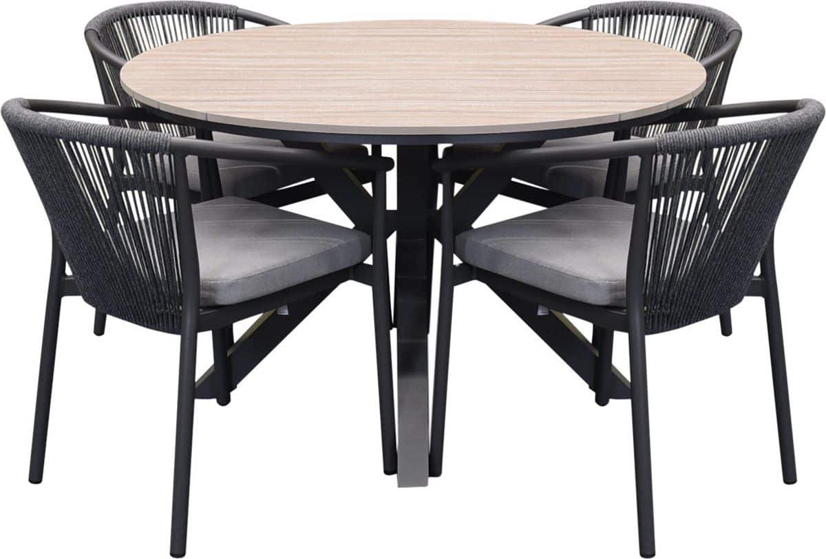 quincy apollo dining tuinset 120xh75 cm rond 5 delig polywood