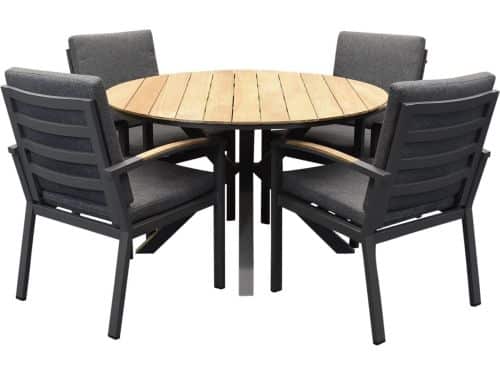 Quincy Costa Rica dining tuinset 120xH75cm rond 5 delig antraciet