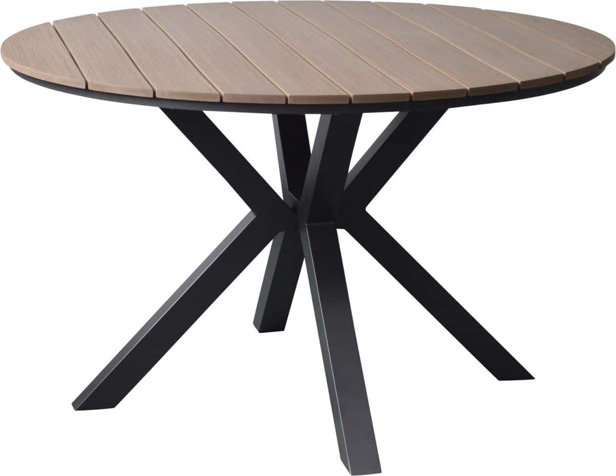quincy dining tuintafel aluminium 120xh75 cm rond polywood blad