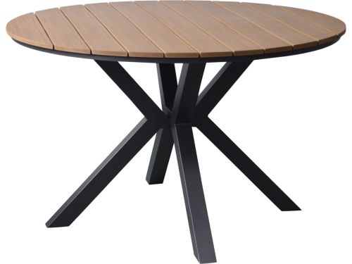 Quincy dining tuintafel aluminium 120xH75 cm rond teak blad