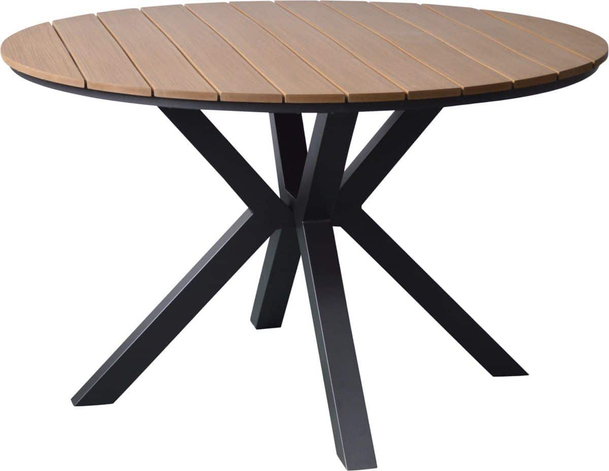 quincy dining tuintafel aluminium 120xh75 cm rond teak blad