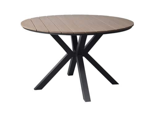 Quincy dining tuintafel antraciet 144xH75 cm rond polywood blad