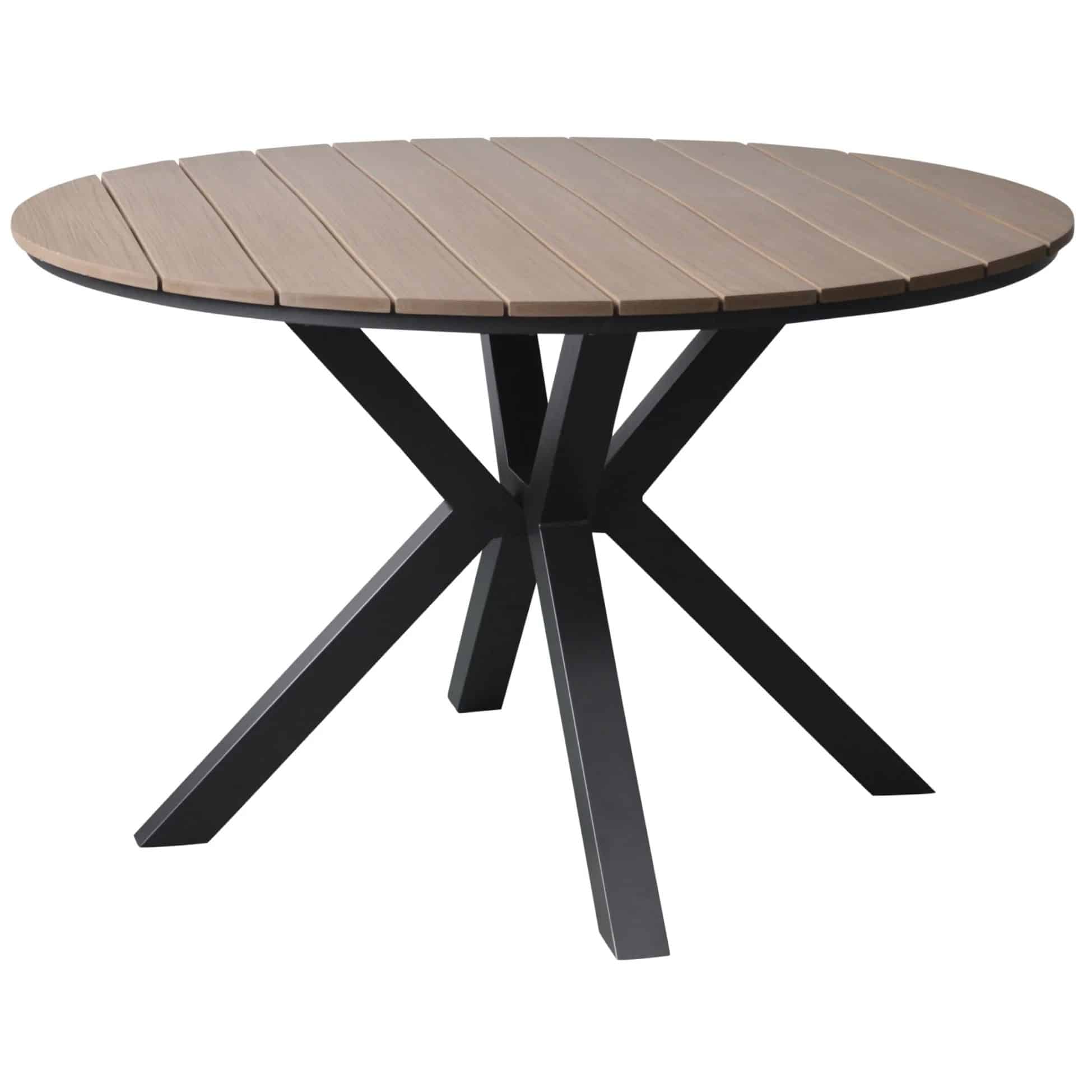 quincy dining tuintafel antraciet 144xh75 cm rond polywood blad