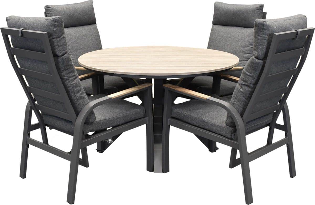 quincy kota dining tuinset 120xh75 cm rond 5 delig verstelbaar