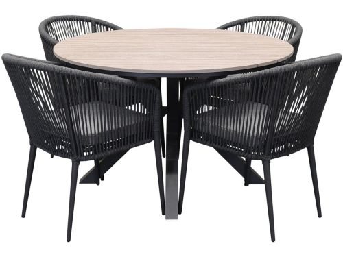 Quincy Lissabon dining tuinset 120xH75 cm rond 5 delig polywood
