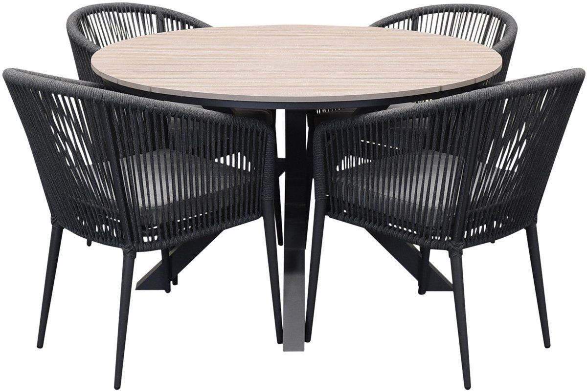 quincy lissabon dining tuinset 120xh75 cm rond 5 delig polywood