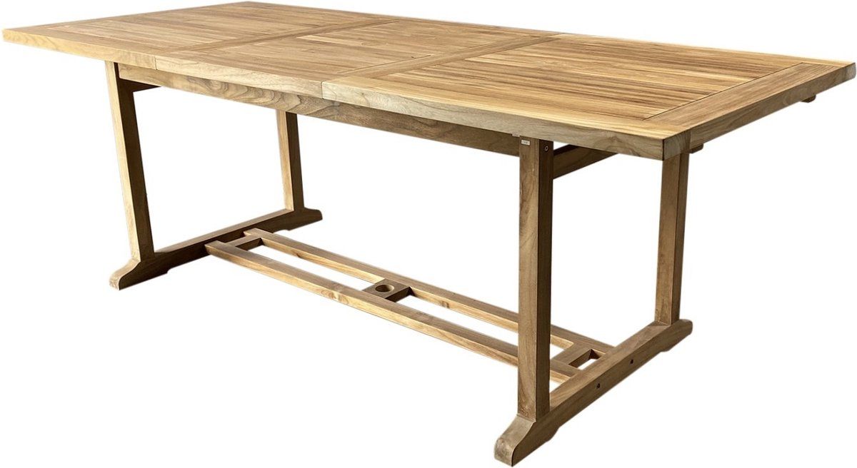 rechthoekig uitschuifbare dining tuintafel 160 220x100xh76 cm bladdikte 4 cm teak