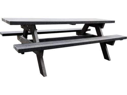 Recycle Kunststof picknicktafel 220cm| 10 persoons | zwart