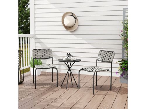 REDOM 3-Delige Terrasset - 2 Stapelbare Stoelen En Ronde Tafel