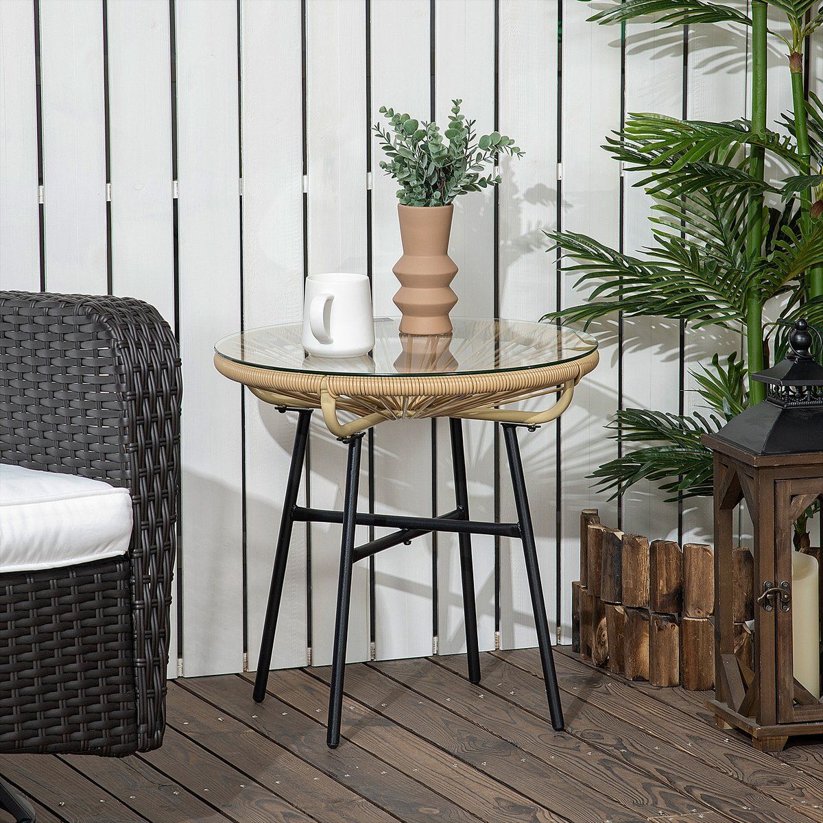 redom ronde bijzettafel boho stijl gehard glas