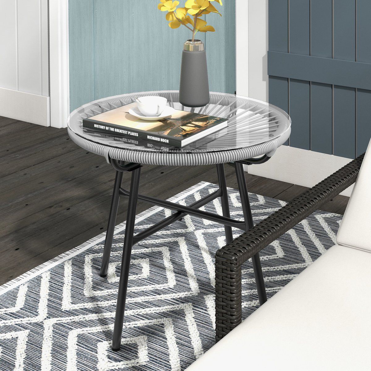 redom ronde bijzettafel boho stijl gehard glazen